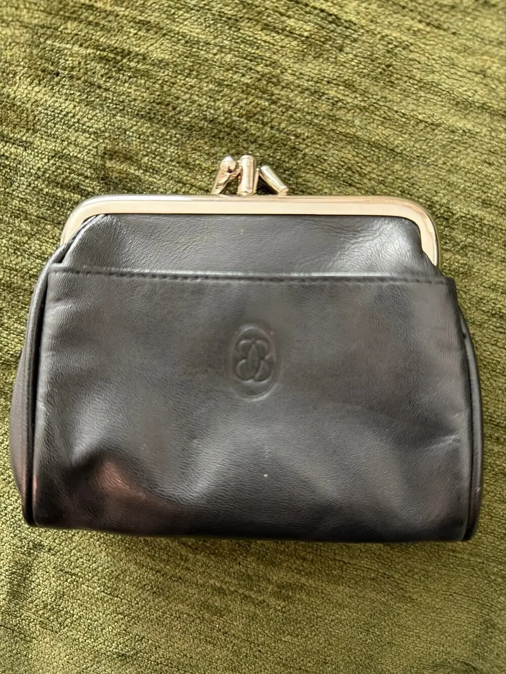Vintage Buxton black leather coin purse wallet